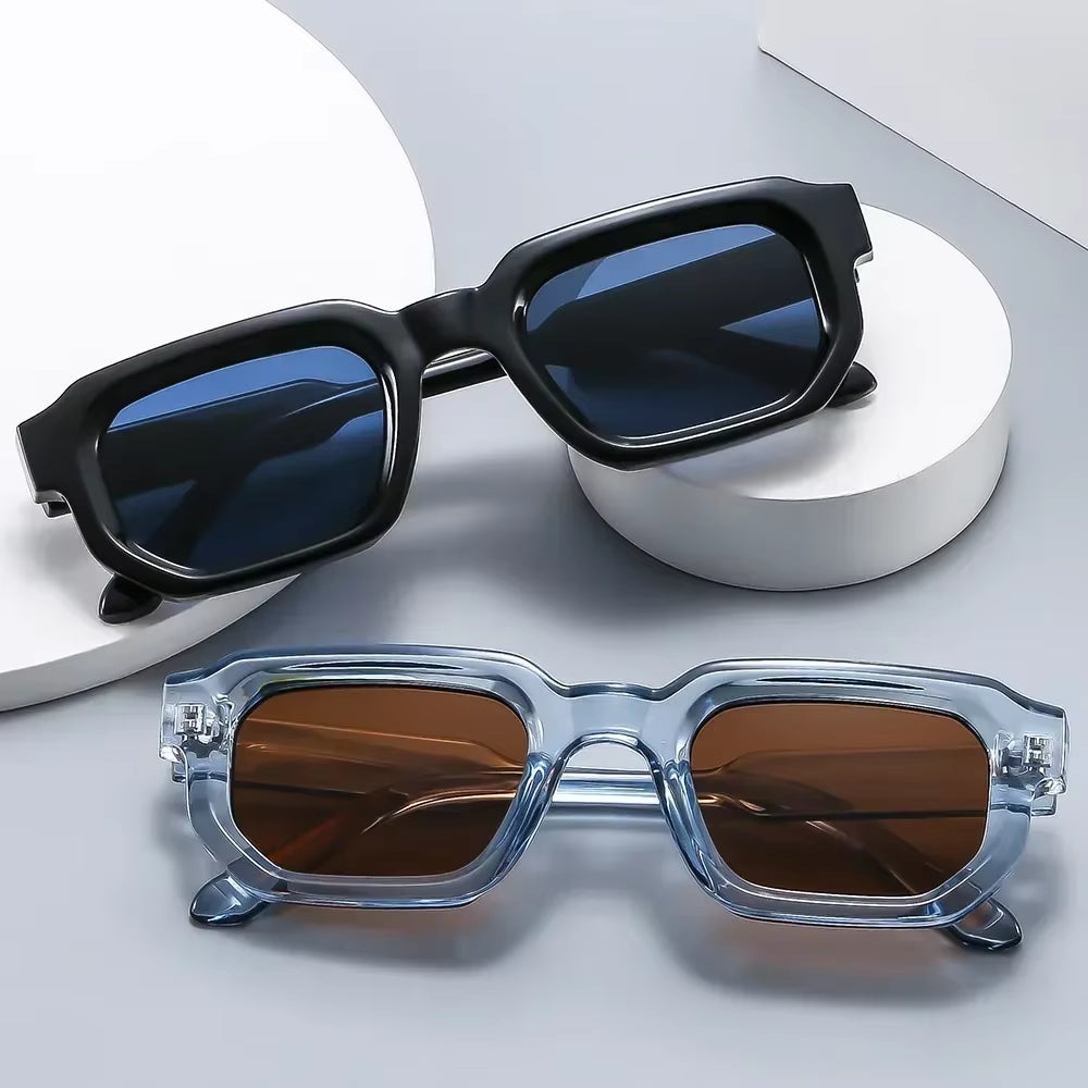 Fashion Blue Square Sunglasses for Women Men Retro Luxury Designer Clear Lens Sun Glasses Shades UV400 Eyeglasses